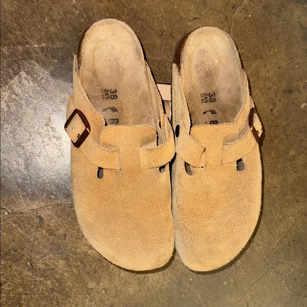 Birkenstock Light Brown Suede Slip-On Clogs